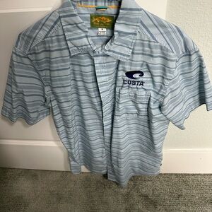 Marsh wear/Costa x Men's Light Blue Striped Short-Sleeve Shirt